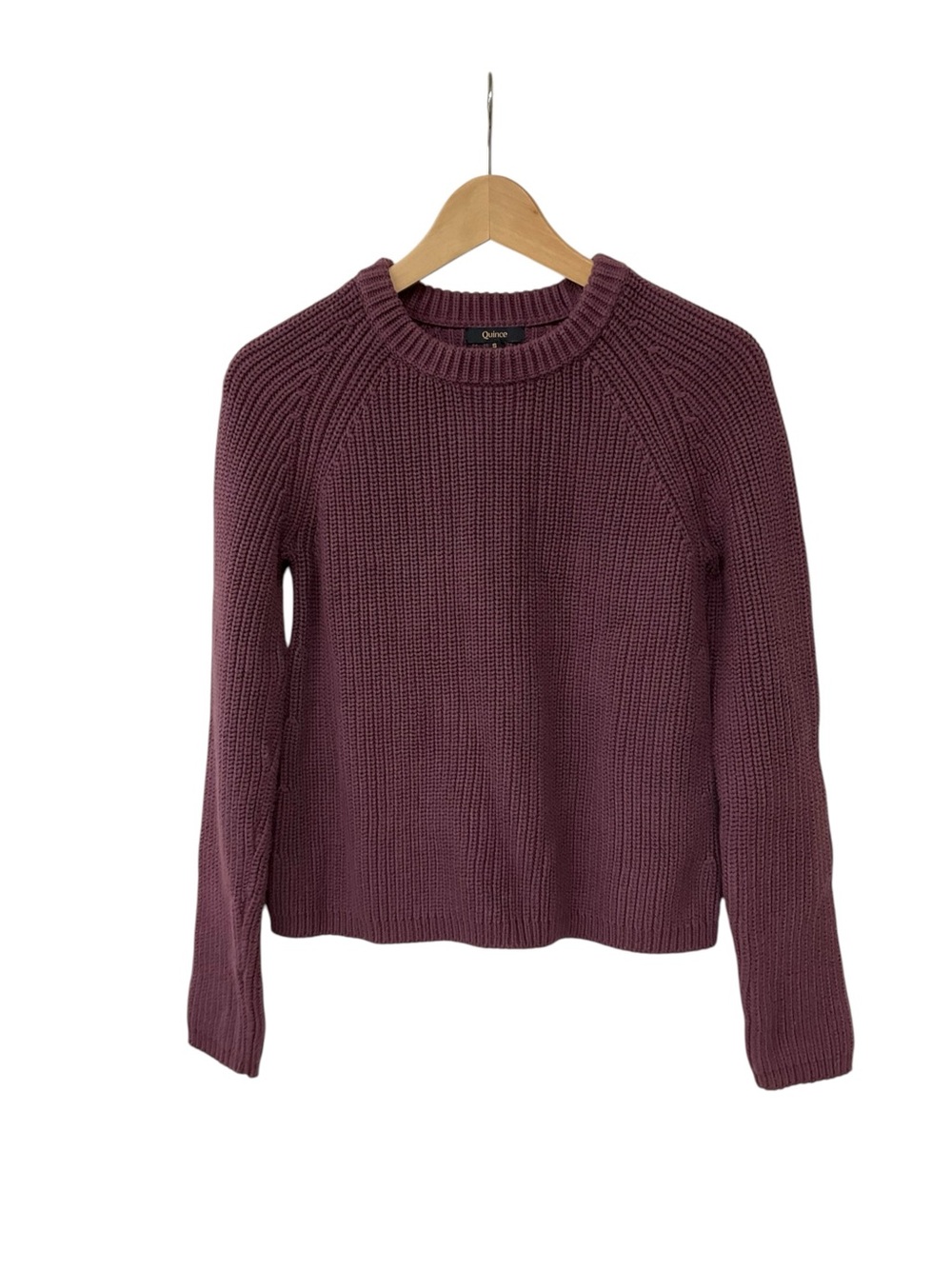 Quince Organic Cotton Fisherman Sweater Eggplant Crewneck S